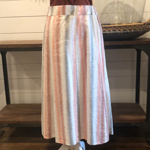 Anthropologie linen stripe midi skirt - Picture 4 of 5